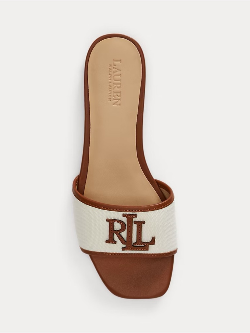 NEW LAUREN RALPH LAUREN EVERLEY LEATHER TRIM SLIDE SANDALS 5.5 - Picture 3 of 11